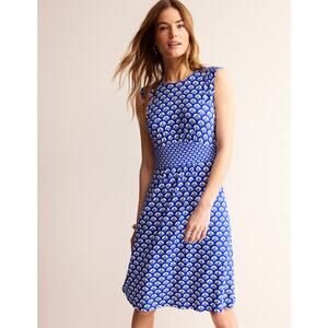 Boden Thea Sleeveless Short Dress Maxi Sz 4L Blue White GREAT !!